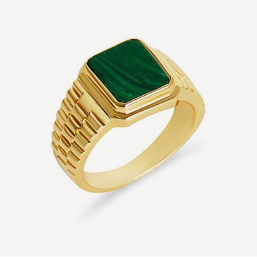 THE M JEWELERS MALACHITE GOLD RING SIZE 6 NEW NEVER USED IN BOX